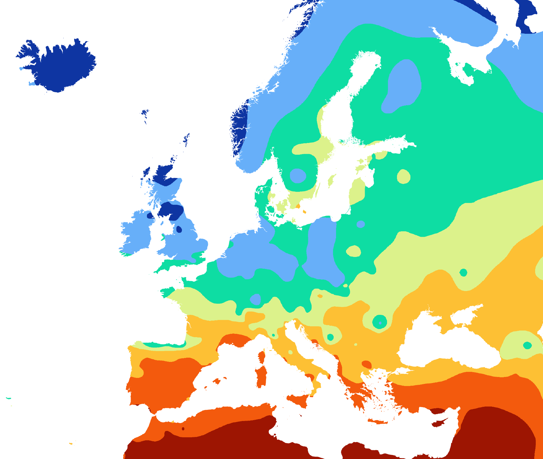 a map of solar hours in europe