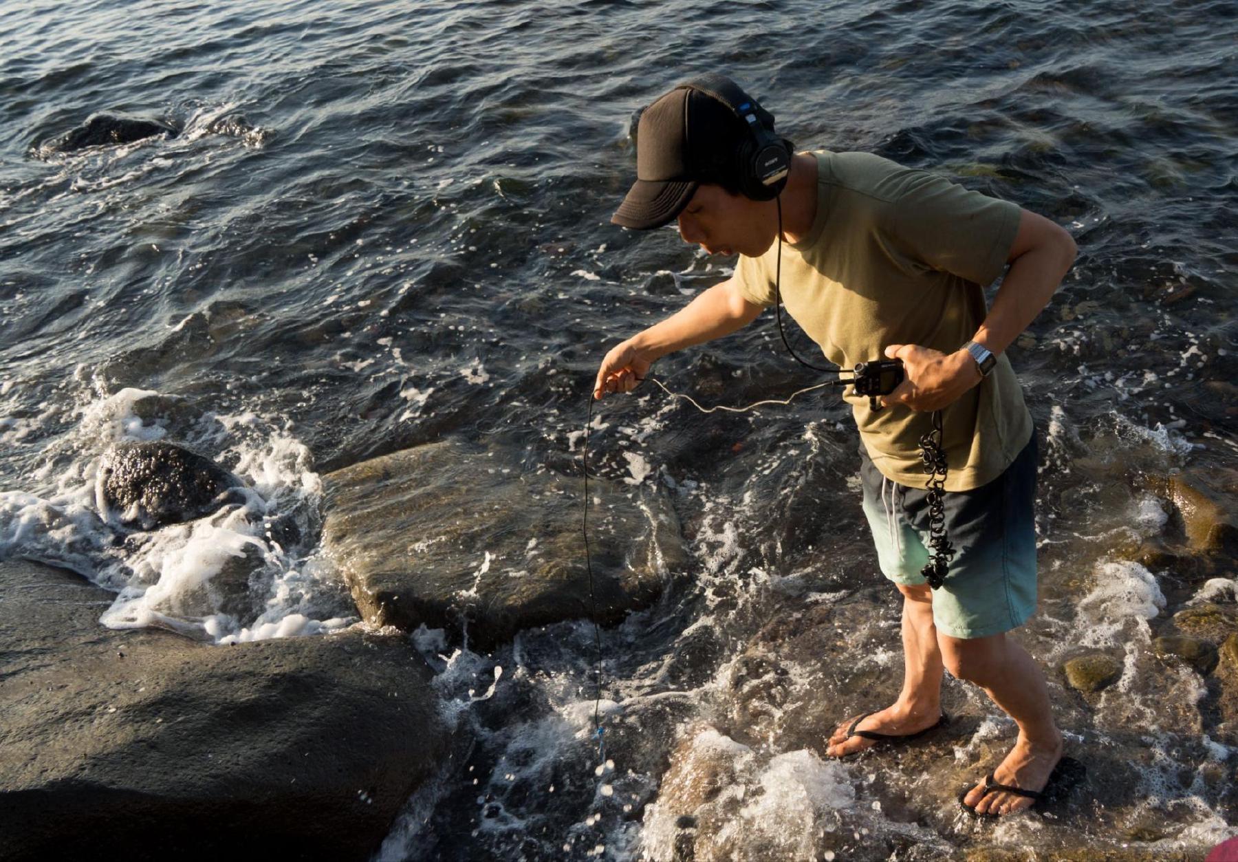 Completed hydrophone in use