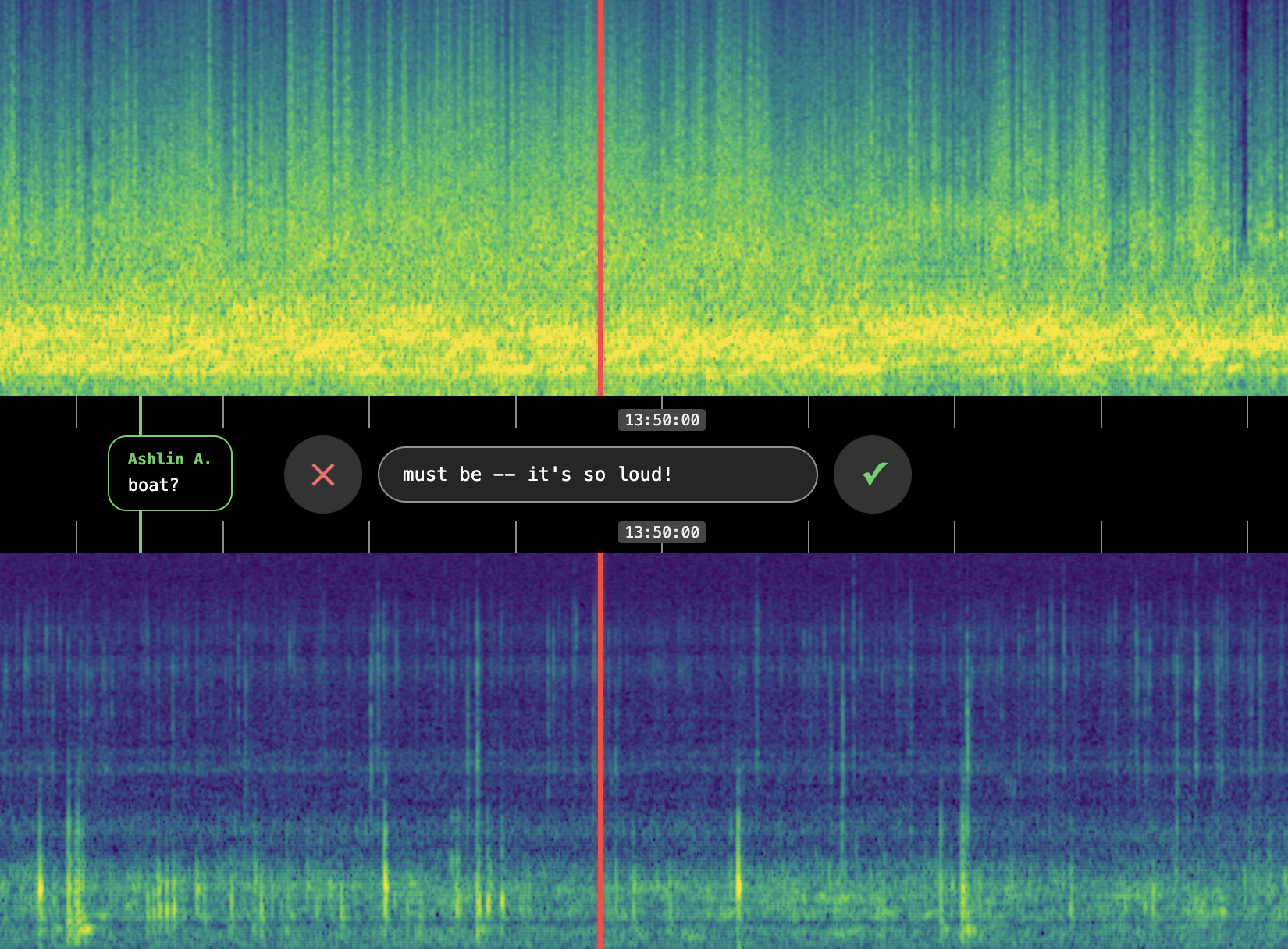 Interface showing comment system and spectrogram analysis