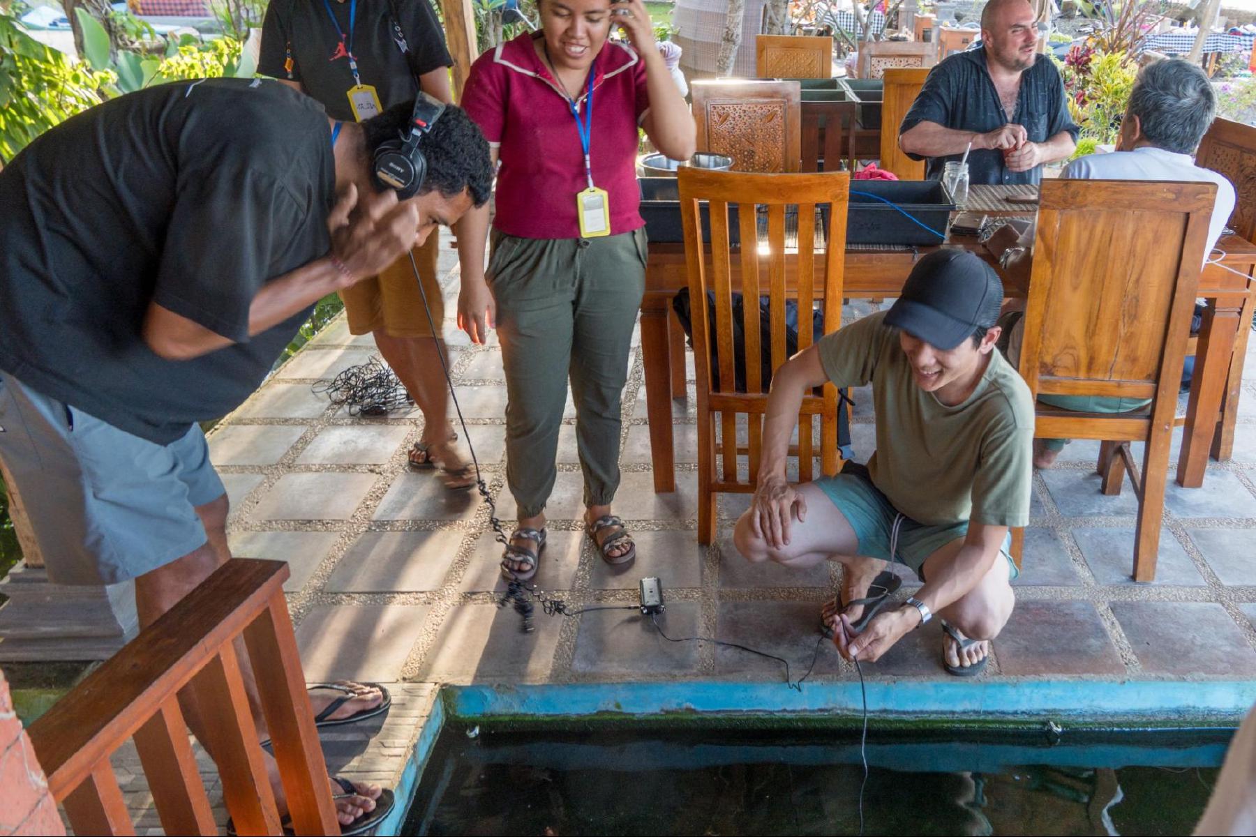 Participants listening to underwater sounds