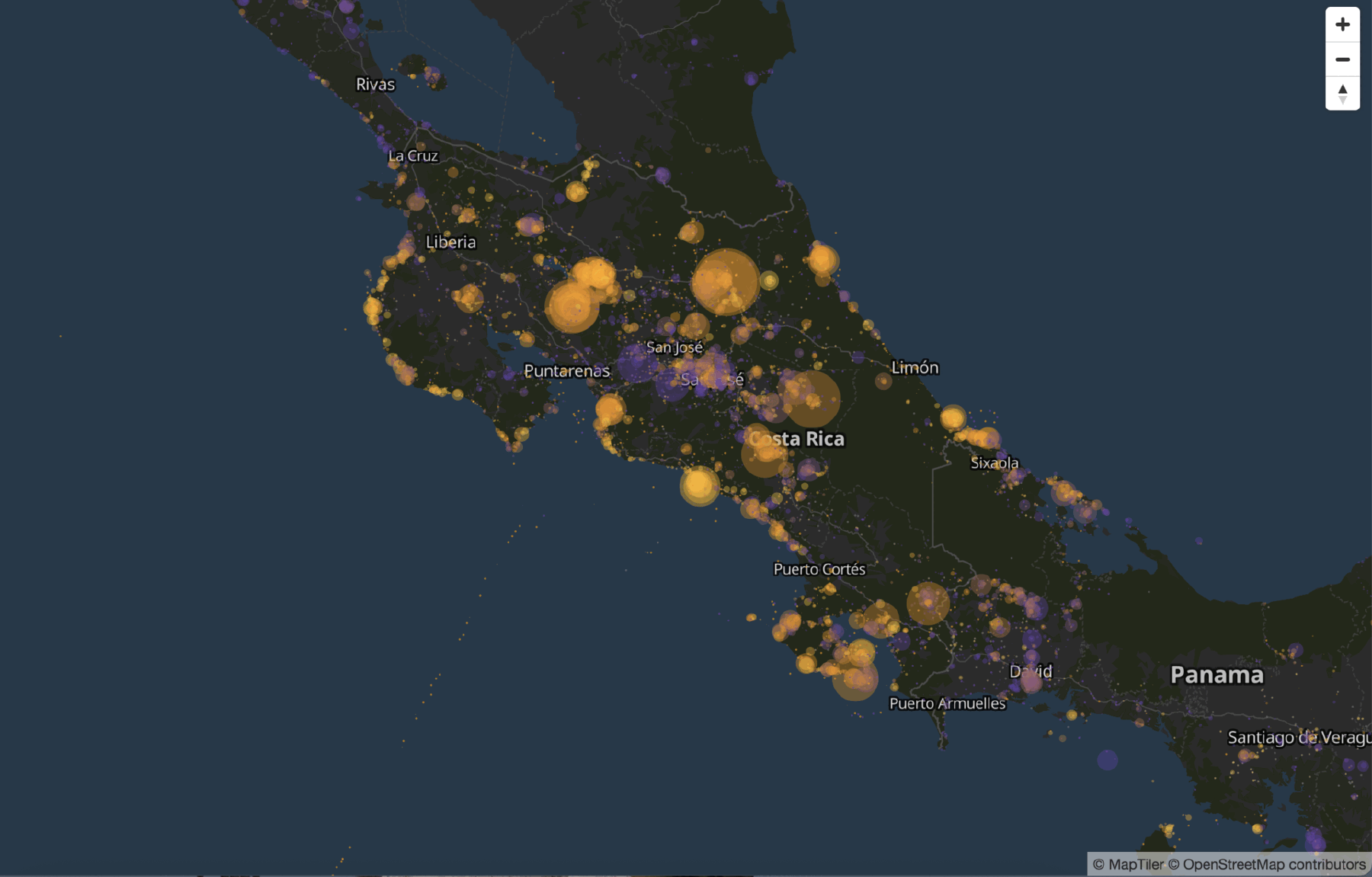 GIF of Costa Rica between 2023 and 2025
